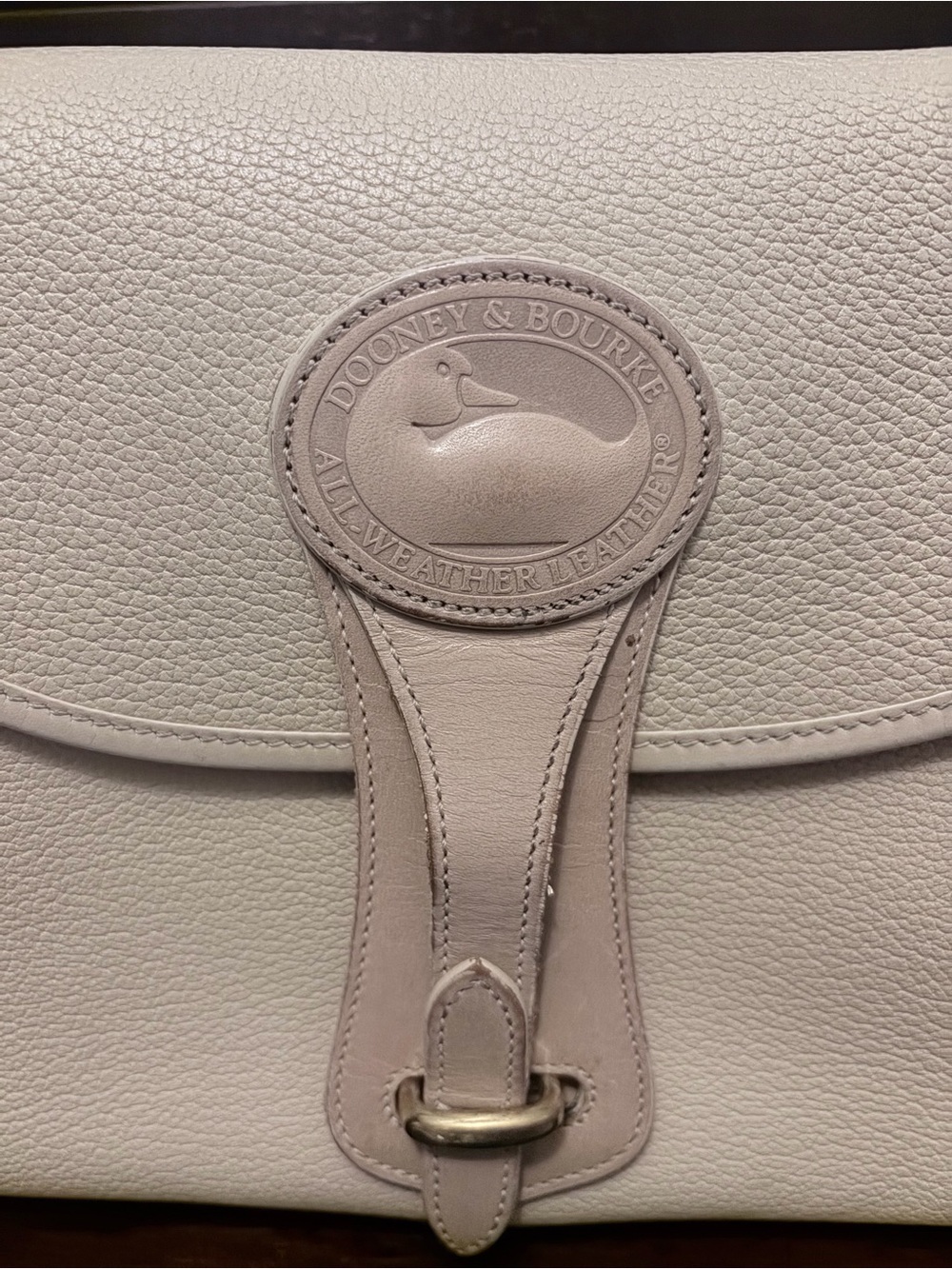 Dooney & Bourke Vintage Pebbled Leather Flap Crossbody in Cream - Picture 2 of 12